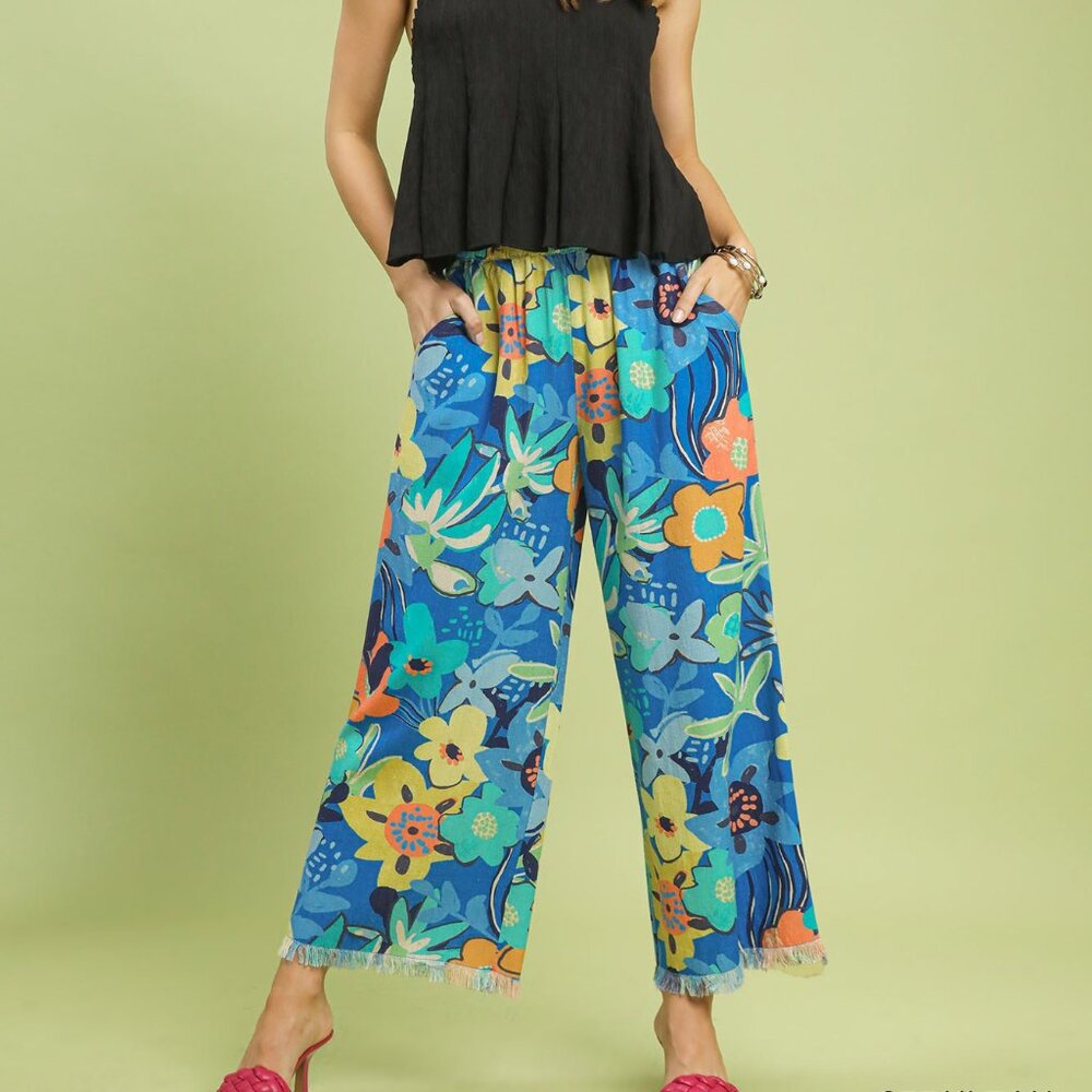 Umgee‎ Floral Print Wide Leg Pants